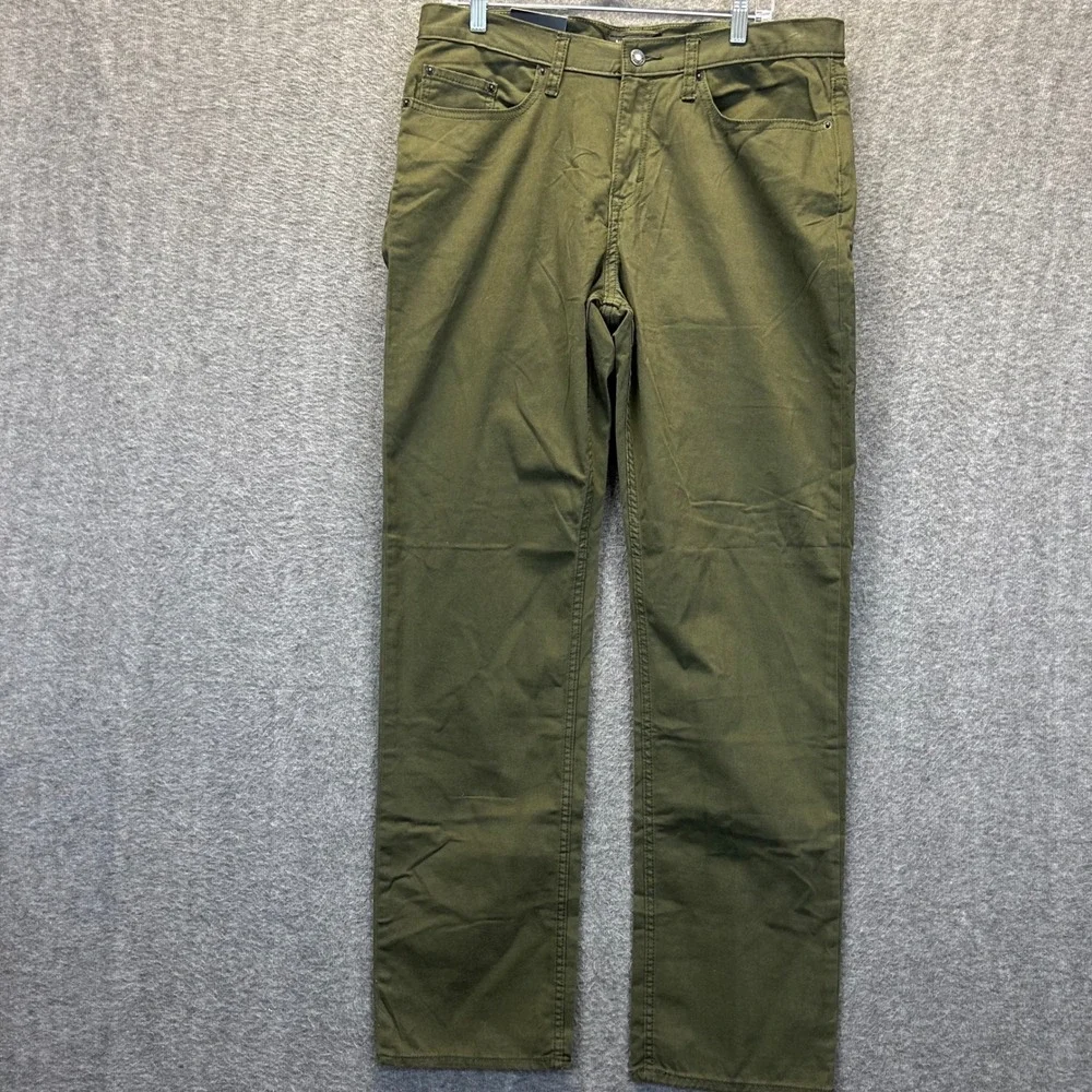 Banana Republic Mens Straight Leg Pants 34x34 Olive Green Cotton Stretch 793318